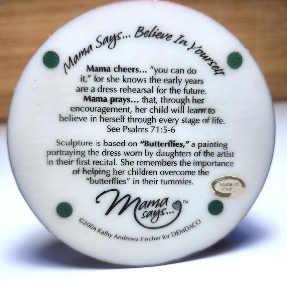 Vintage Mama Says Figurine 'Believe In Yourself' Resin on Base 6 inches High - Picture 11 of 11